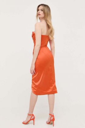 Bardot rochie culoarea portocaliu, midi, drept