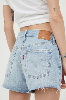 Levi's pantaloni scurti jeans 501 femei, cu imprimeu, high waist