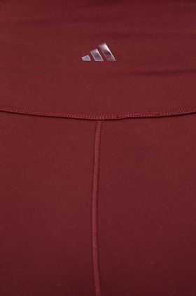 adidas Performance pantaloni scurți de yoga Studio culoarea bordo, neted, medium waist