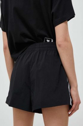 adidas pantaloni scurți femei, culoarea negru, cu imprimeu, high waist  HT3397