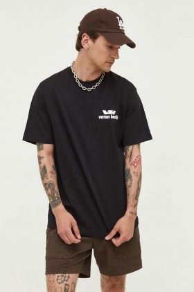 Vertere Berlin tricou din bumbac culoarea negru, cu imprimeu