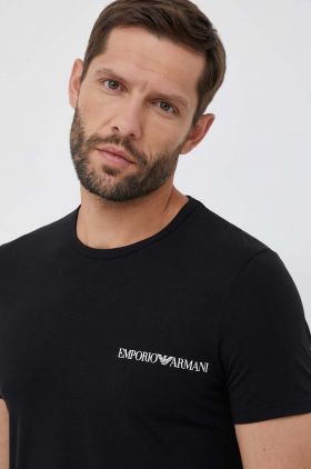 Emporio Armani Underwear tricou lounge 2-pack culoarea negru, cu imprimeu