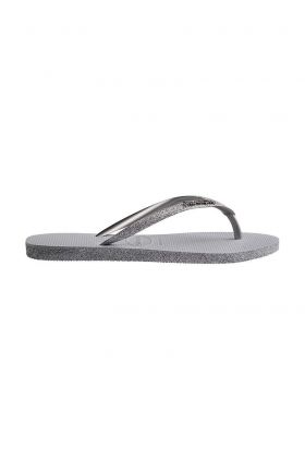 Havaianas slapi SLIM SPARKLE II femei, culoarea gri, cu toc plat, 4146937.3498