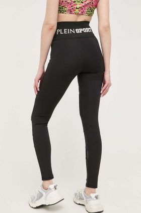 PLEIN SPORT colanti femei, culoarea negru, neted