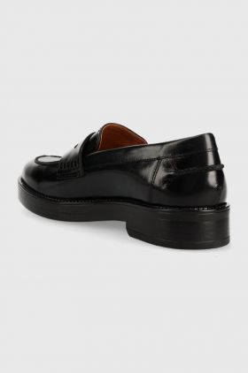 Jonak mocasini de piele MIRNA CUIR femei, culoarea negru, cu toc plat, 6000575