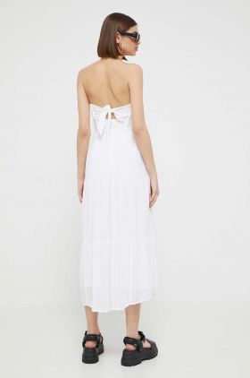 Hollister Co. rochie culoarea alb, midi, evazati