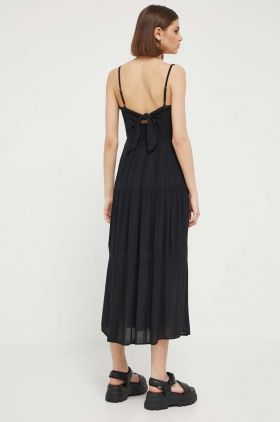 Hollister Co. rochie culoarea negru, midi, evazati