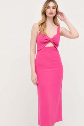 Bardot rochie culoarea roz, midi, mulata