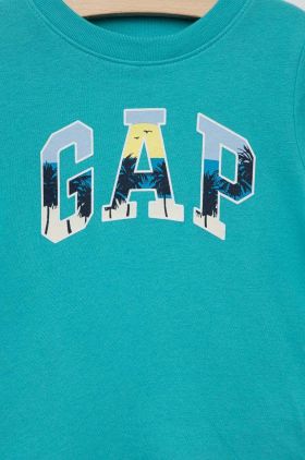 GAP tricou de bumbac pentru copii culoarea turcoaz, cu imprimeu