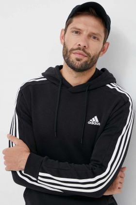 adidas bluză bărbați, culoarea negru, cu glugă, cu imprimeu  IB4028