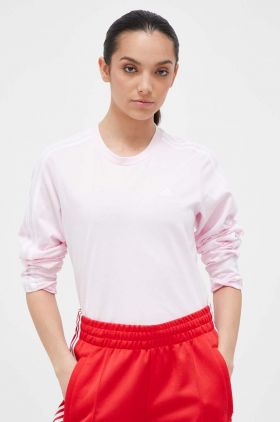 adidas longsleeve din bumbac culoarea roz