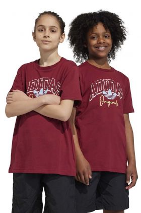 adidas Originals tricou de bumbac pentru copii culoarea bordo, cu imprimeu