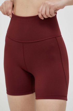 adidas Performance pantaloni scurți de yoga Studio culoarea bordo, neted, medium waist