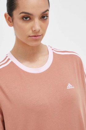 adidas tricou din bumbac culoarea maro