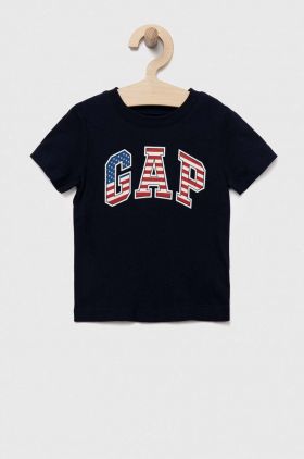 GAP tricou de bumbac pentru copii culoarea albastru marin, cu imprimeu