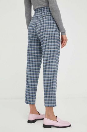 PS Paul Smith pantaloni de lana culoarea gri, fason tigareta, high waist