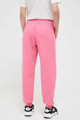 adidas pantaloni de trening culoarea roz, neted