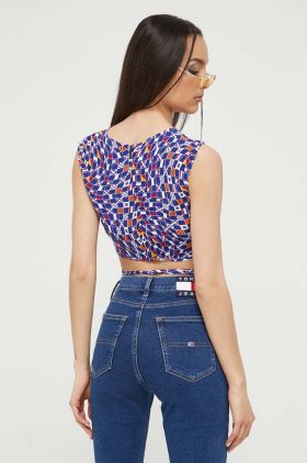 Tommy Jeans top femei, culoarea albastru marin