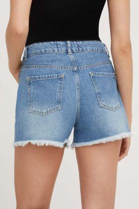 Answear Lab pantaloni scurti jeans femei, cu imprimeu, high waist