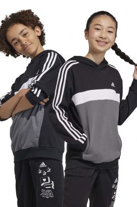 adidas bluza copii culoarea negru, cu glugă, modelator