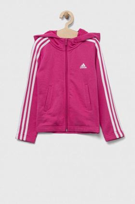 adidas bluza copii culoarea roz, cu glugă, cu imprimeu