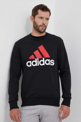 adidas hanorac de bumbac barbati, culoarea negru, cu imprimeu