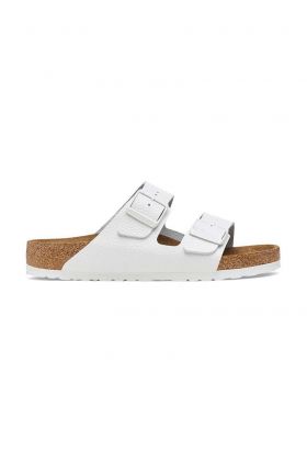 Birkenstock slapi de piele Arizona barbati, culoarea alb, 1025048