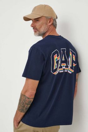 GAP tricou din bumbac culoarea albastru marin, cu imprimeu