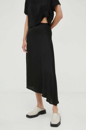 Herskind fusta culoarea negru, midi, drept