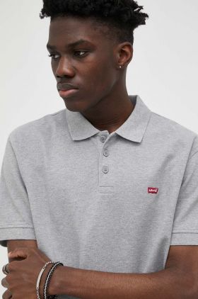 Levi's polo de bumbac culoarea gri, melanj