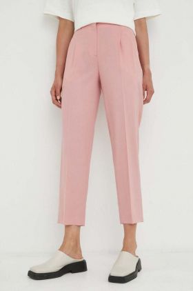 PS Paul Smith pantaloni de lana culoarea roz, fason tigareta, high waist