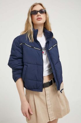 Tommy Jeans geaca femei, culoarea albastru marin, de iarna, oversize