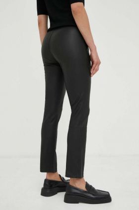 2NDDAY pantaloni de piele Leya femei, culoarea negru, drept, medium waist