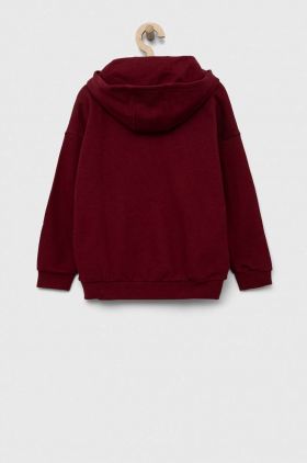 adidas Originals bluza copii culoarea bordo, cu glugă, cu imprimeu