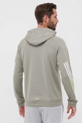 adidas Performance hanorac de antrenament Train Icons culoarea verde, cu glugă, cu imprimeu