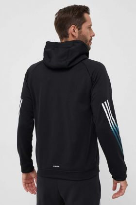 adidas Performance hanorac de antrenament Train Icons culoarea negru, cu glugă, cu imprimeu