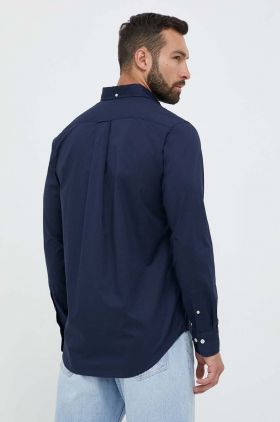 Gant camasa din bumbac barbati, culoarea albastru marin, cu guler button-down, regular