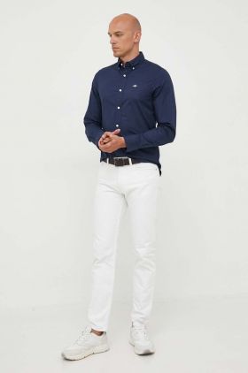 Gant camasa din bumbac barbati, culoarea albastru marin, cu guler button-down, slim