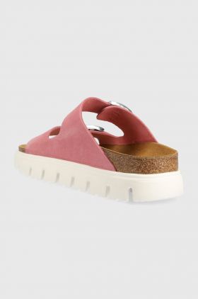 Birkenstock papuci din piele BIRKENSTOCK X PAPILLIO Arizona Chunky femei, culoarea roz, 1025291