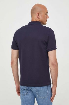 Gant polo de bumbac culoarea albastru marin, neted