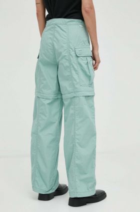 Levi's pantaloni CONVERTIBLE CARGO femei, culoarea verde, fit cargo, high waist