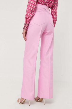 Victoria Beckham pantaloni femei, culoarea roz, lat, high waist