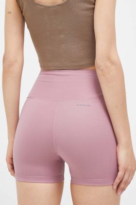 adidas Performance pantaloni scurți de yoga Essentials culoarea roz, neted, high waist