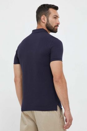 Gant polo de bumbac culoarea albastru marin, neted