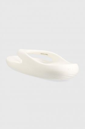 Crocs șlapi Mellow Flip femei, culoarea alb, cu toc plat, 208437