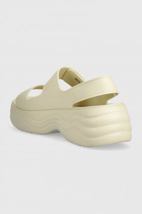 Crocs sandale Skyline Slide femei, culoarea bej, cu platforma, 208183