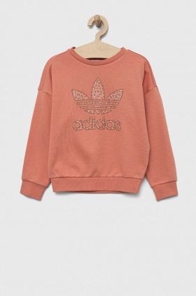 adidas Originals bluza copii culoarea portocaliu, cu imprimeu