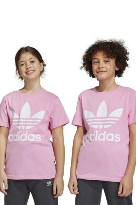 adidas Originals tricou de bumbac pentru copii TREFOIL culoarea roz