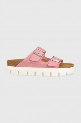 Birkenstock papuci din piele BIRKENSTOCK X PAPILLIO Arizona Chunky femei, culoarea roz, 1025291