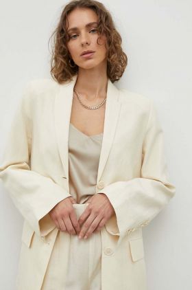 By Malene Birger blazer din amestec de in Porter culoarea bej, un singur rand de nasturi, neted